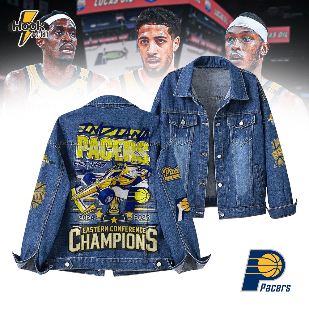 Indiana Pacers Eastern Conference Champions 2025 Special Denim Jacket Indiana Pacers Eastern Conference Champions 2025 Special Denim Jacket