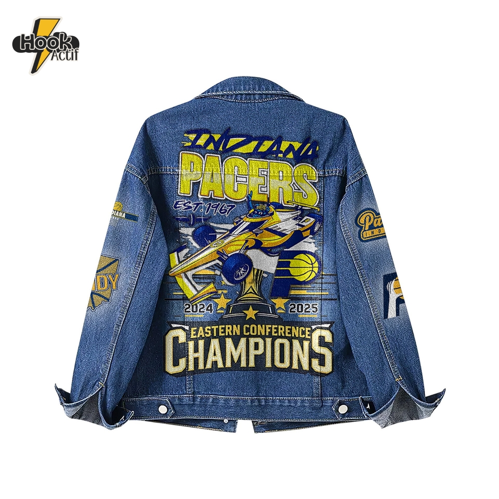 Indiana Pacers Eastern Conference Champions 2025 Special Denim Jacket Indiana Pacers Eastern Conference Champions 2025 Special Denim Jacket