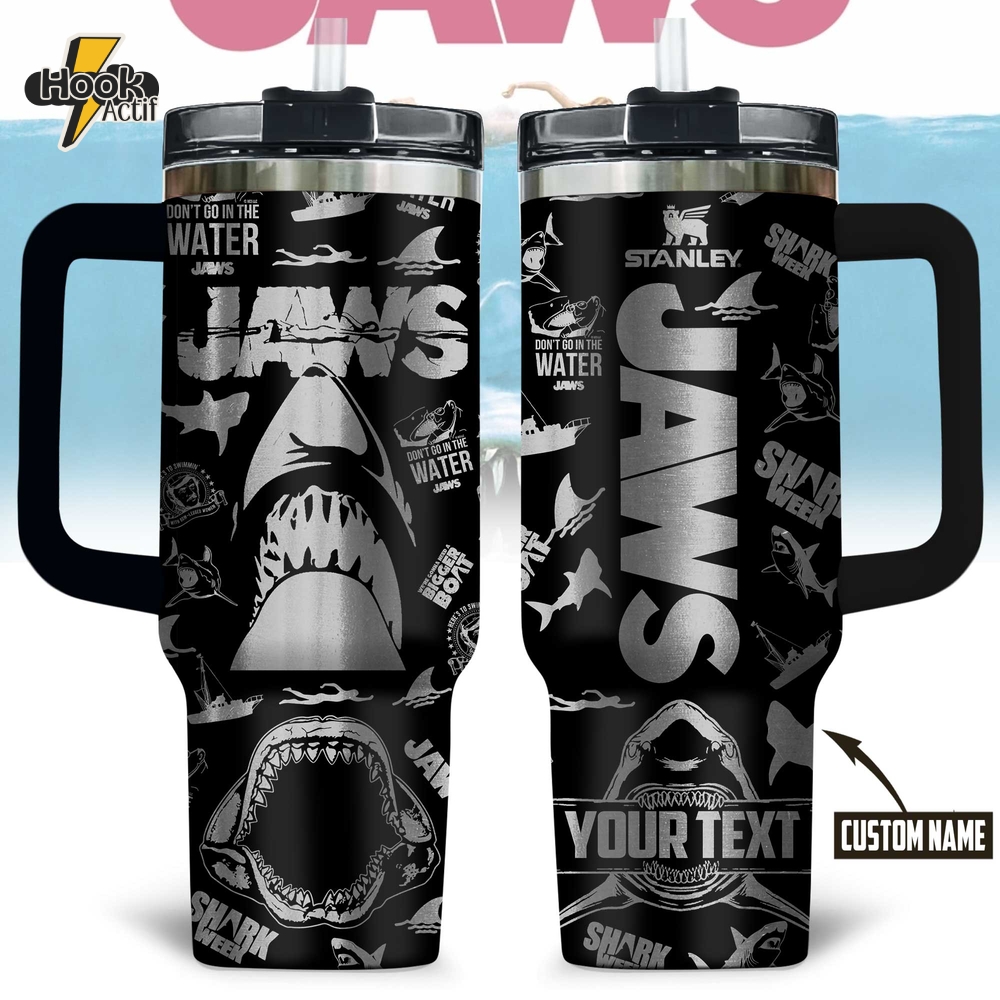 Jaws Movie Laser-Engraved Personalized Tumbler 40oz with Handle Jaws Movie Laser-Engraved Personalized Tumbler 40oz with Handle