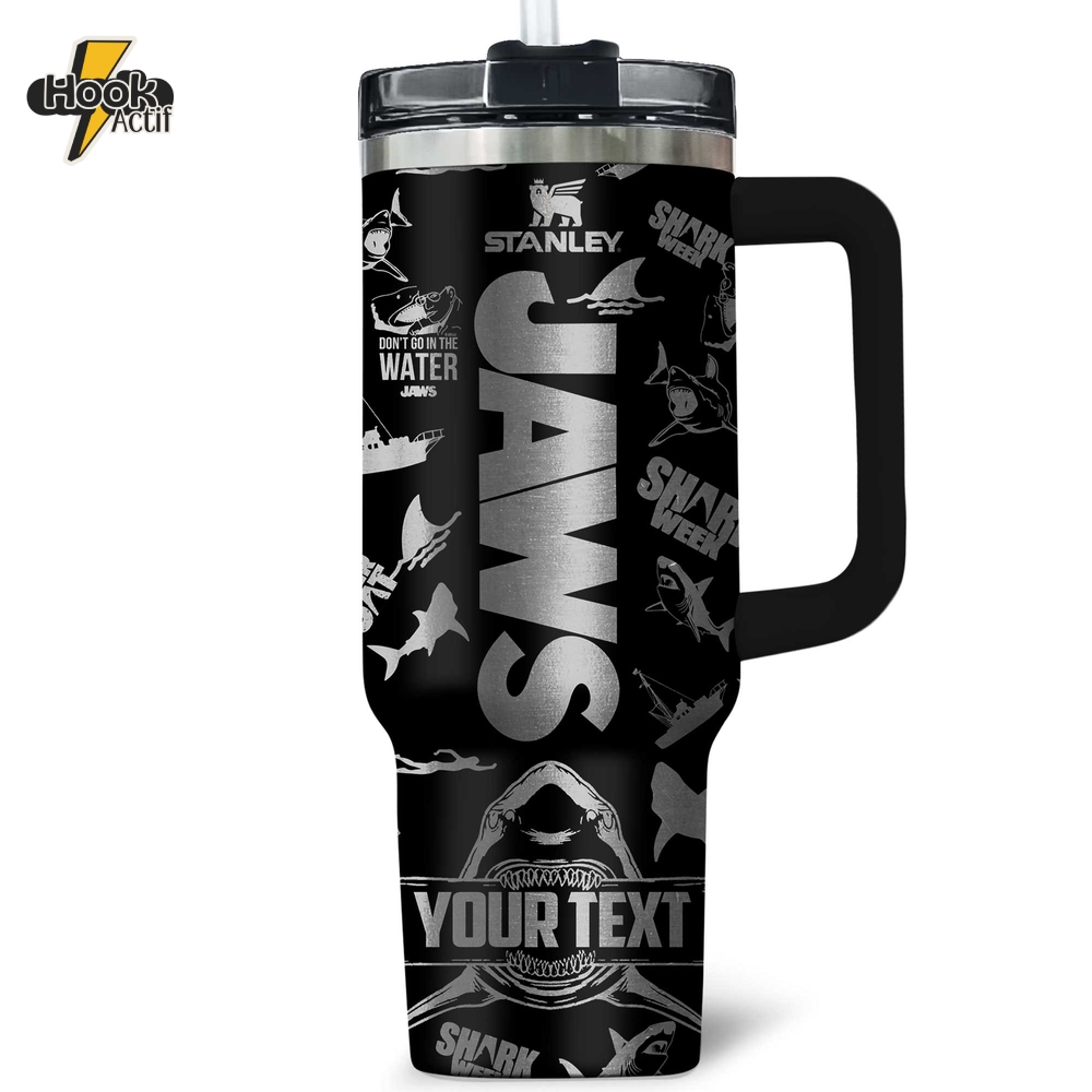 Jaws Movie Laser-Engraved Personalized Tumbler 40oz with Handle Jaws Movie Laser-Engraved Personalized Tumbler 40oz with Handle