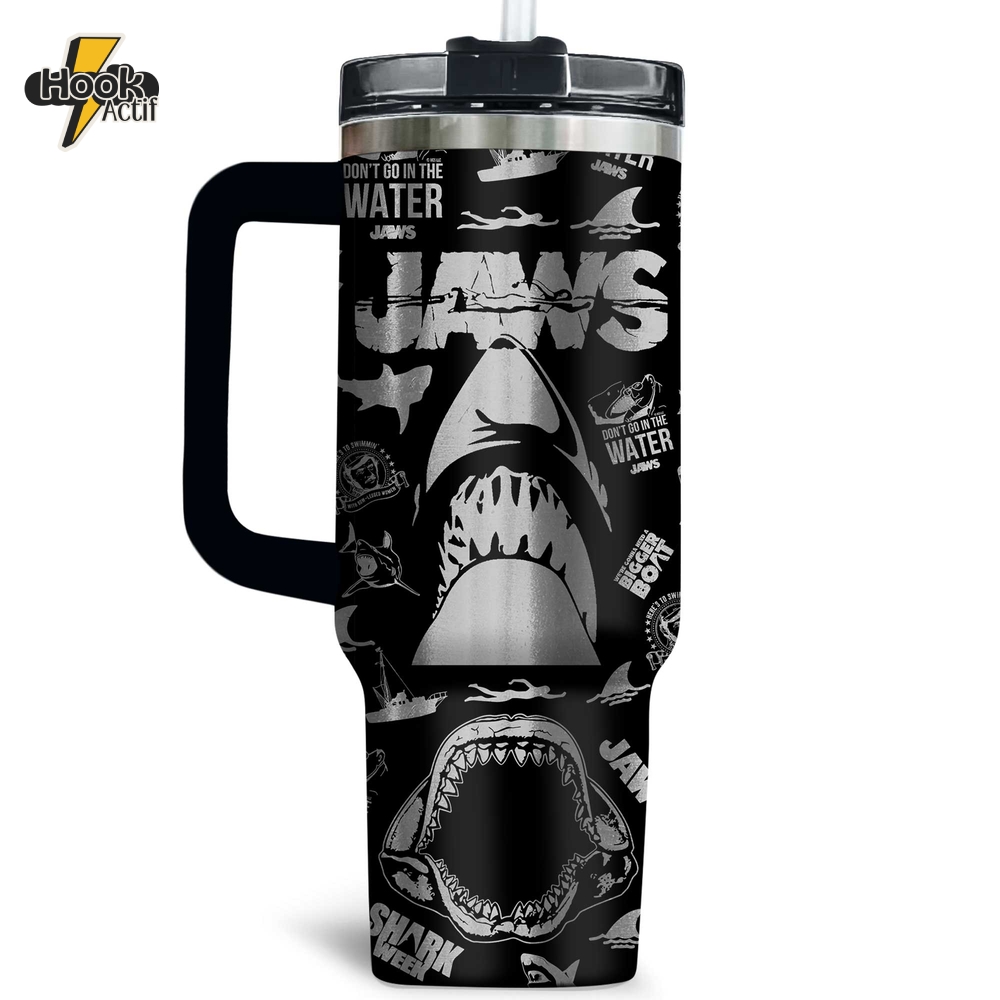 Jaws Movie Laser-Engraved Personalized Tumbler 40oz with Handle Jaws Movie Laser-Engraved Personalized Tumbler 40oz with Handle