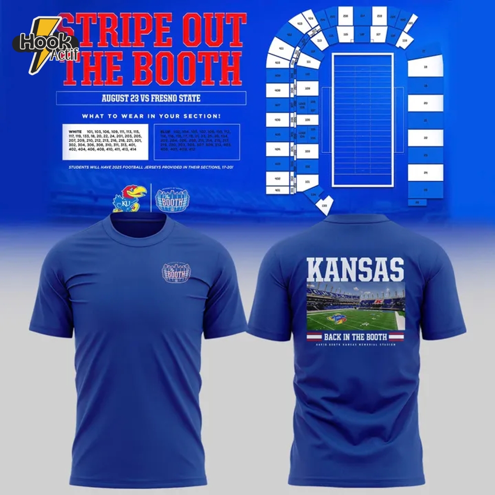 Kansas Jayhawks Stripe Out The Booth Blue Shirt Kansas Jayhawks Stripe Out The Booth Blue Shirt