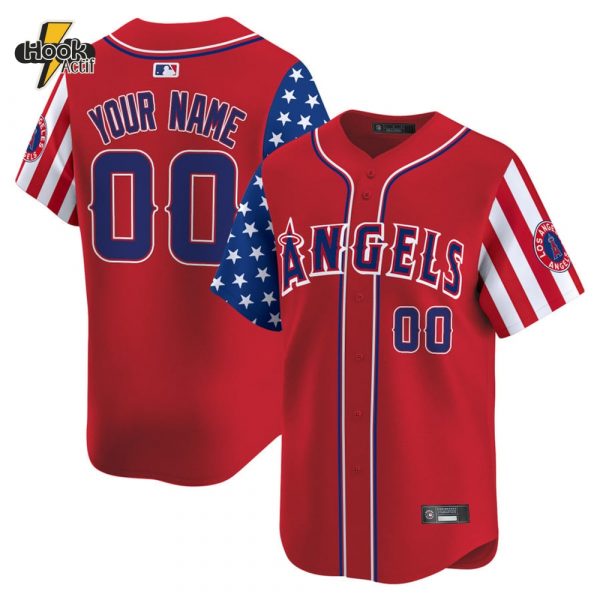 Los Angeles Angels Independence Day 2025 Personalized Red Baseball Jersey