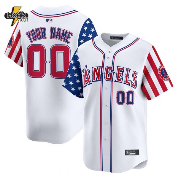 Los Angeles Angels Independence Day 2025 Personalized White Baseball Jersey
