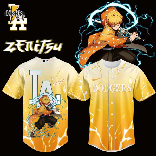 Los Angeles Dodgers x Demon Slayer Agatsuma Zenitsu Baseball Jersey