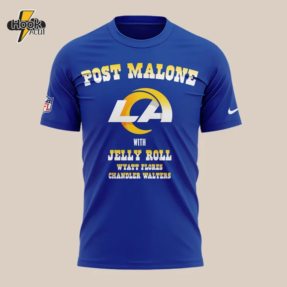 Los Angeles Rams x Post Malone The Big Ass Stadium Tour 2025 Special Blue Shirt Los Angeles Rams x Post Malone The Big Ass Stadium Tour 2025 Special Blue Shirt
