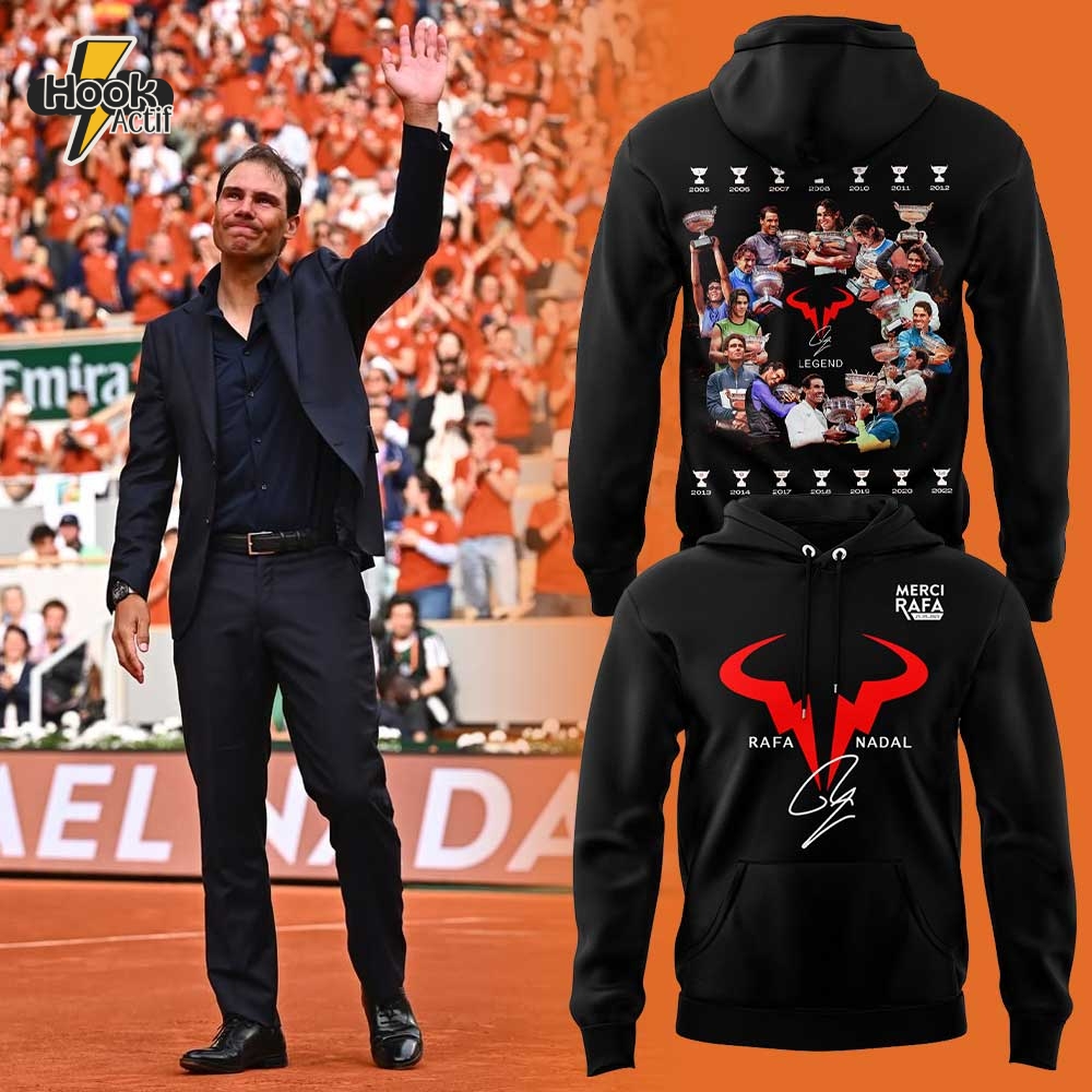"Merci Rafa" Rafael Nadal The legend. The King of Clay Special Edition Blakc Hoodie "Merci Rafa" Rafael Nadal The legend. The King of Clay Special Edition Blakc Hoodie