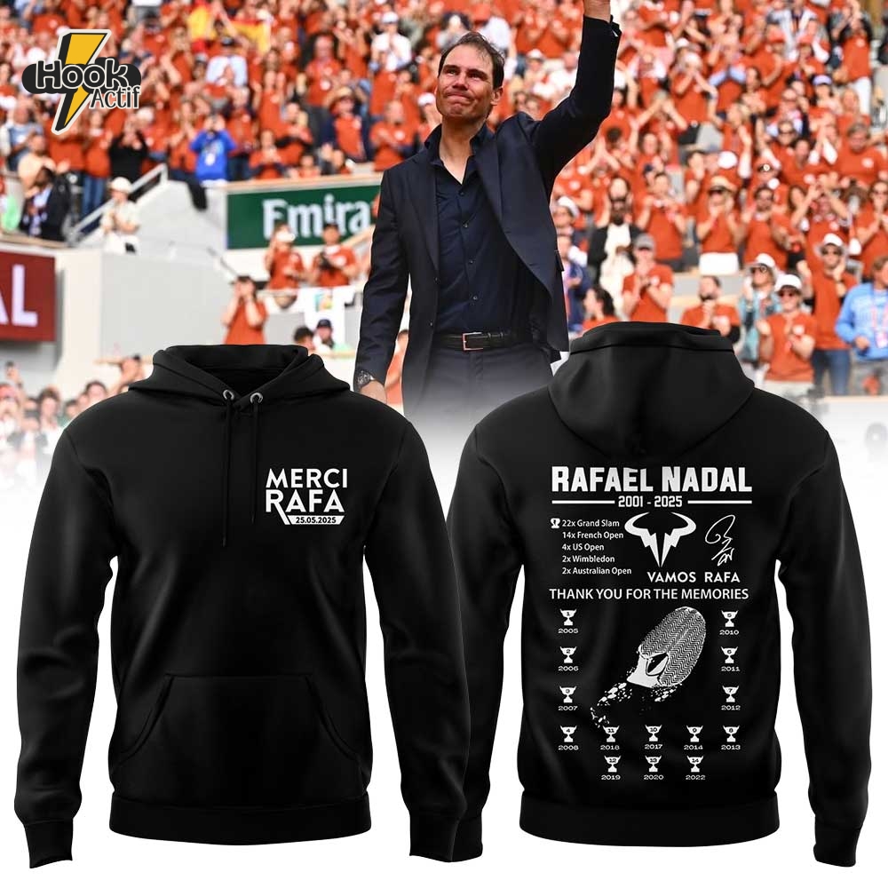 "Merci Rafa" Rafael Nadal.The man. The myth. The legend. The King of Clay Black Hoodie "Merci Rafa" Rafael Nadal.The man. The myth. The legend. The King of Clay Black Hoodie
