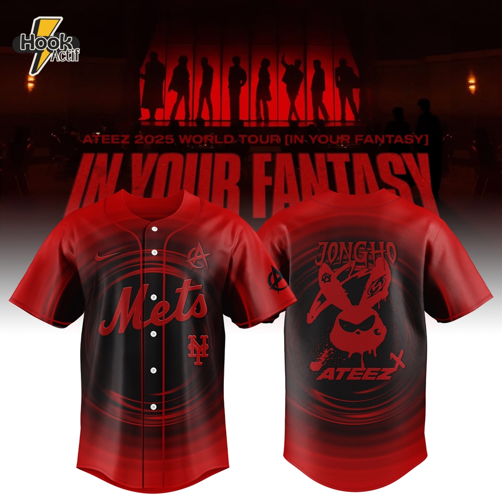 New York Mets "ATEEZ World Tour 2025: In Your Fantasy" Red Jersey New York Mets "ATEEZ World Tour 2025: In Your Fantasy" Red Jersey