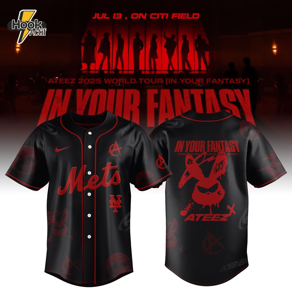 New York Mets x Ateez 2025 World Tour In Your Fantasy Black Baseball Jersey New York Mets x Ateez 2025 World Tour In Your Fantasy Black Baseball Jersey