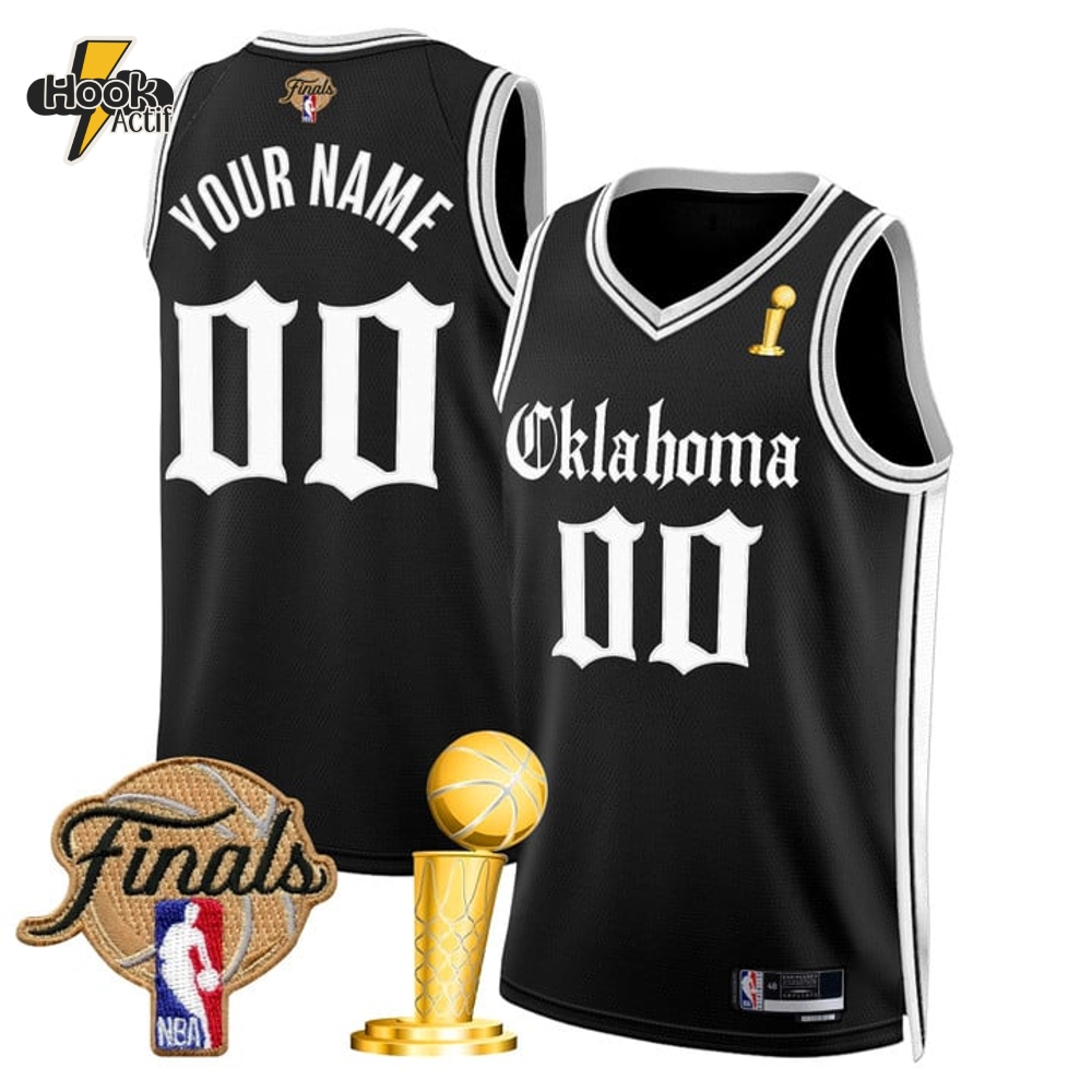 Oklahoma City Thunder 2025 Champions 'Gothic Storm Edition' Special Edition Black Basketball Jersey Oklahoma City Thunder 2025 Champions 'Gothic Storm Edition' Special Edition Black Basketball Jersey