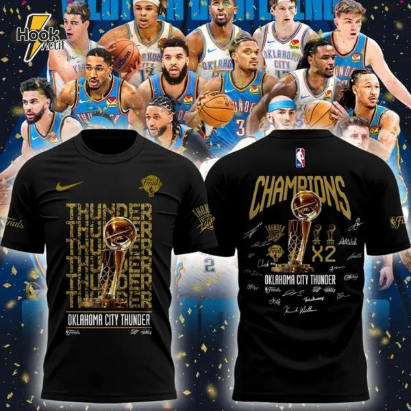 Oklahoma City Thunder Champions 2025 Black T-shirt