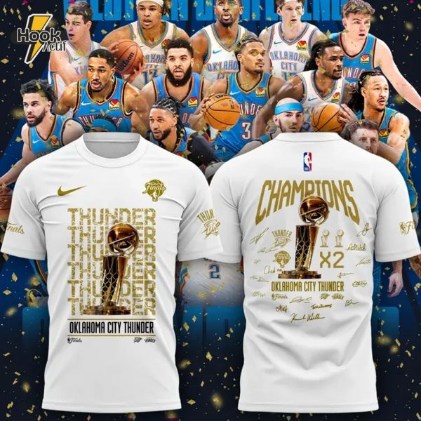 Oklahoma City Thunder Champions 2025 White T-shirt