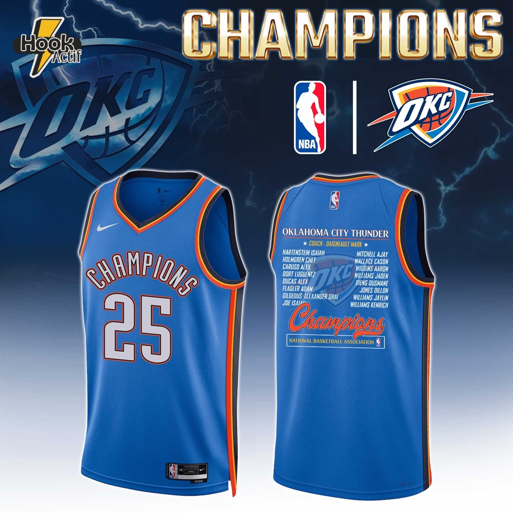 Oklahoma City Thunder NBA 2025 Champions Basketball Jersey Oklahoma City Thunder NBA 2025 Champions Basketball Jersey