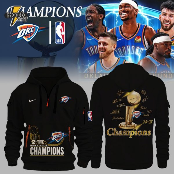 Oklahoma City Thunder NBA Champions 2025 New Quarter Zip Hoodie