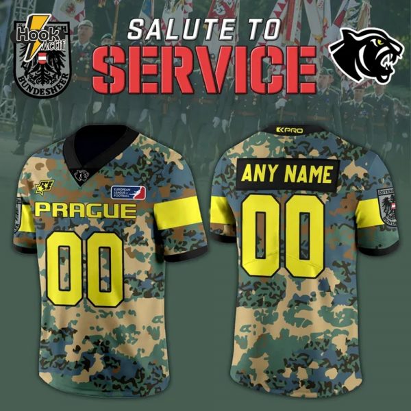 Prague Black Panthers Salute to Service 2025 Camo Football Jersey
