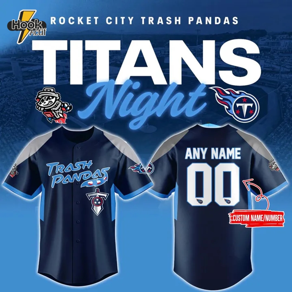 Rocket City Trash Panda x Tennessee Titans Night Custom Baseball Jersey Rocket City Trash Panda x Tennessee Titans Night Custom Baseball Jersey