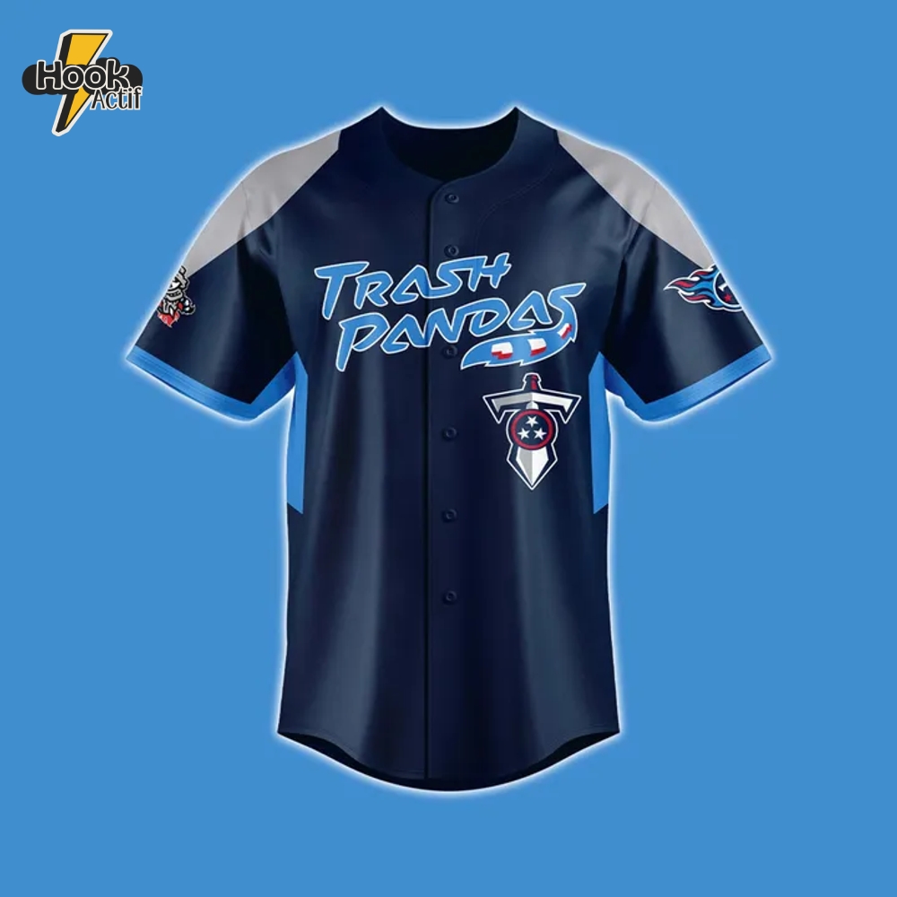 Rocket City Trash Panda x Tennessee Titans Night Custom Baseball Jersey Rocket City Trash Panda x Tennessee Titans Night Custom Baseball Jersey