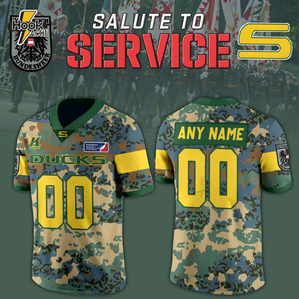 Salzburg Ducks Salute to Service Personalized Football Jersey 2025 Salzburg Ducks Salute to Service Personalized Football Jersey 2025