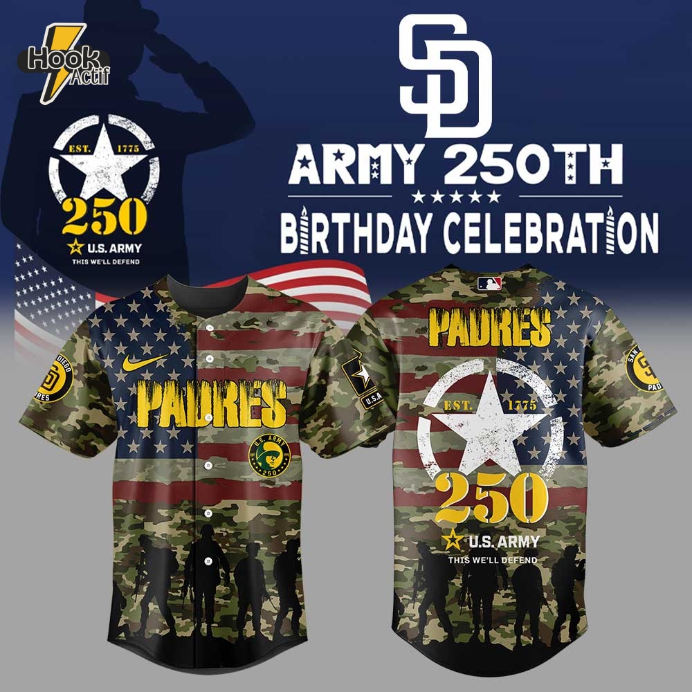 San Diego Padres U.S. Army's 250th Birthday Baseball Jersey San Diego Padres U.S. Army's 250th Birthday Baseball Jersey