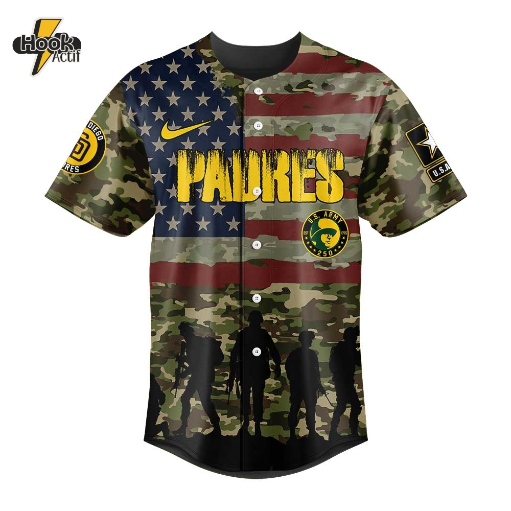 San Diego Padres U.S. Army's 250th Birthday Baseball Jersey San Diego Padres U.S. Army's 250th Birthday Baseball Jersey