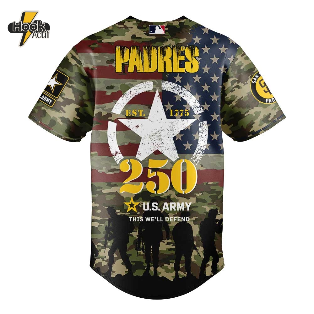 San Diego Padres U.S. Army's 250th Birthday Baseball Jersey San Diego Padres U.S. Army's 250th Birthday Baseball Jersey