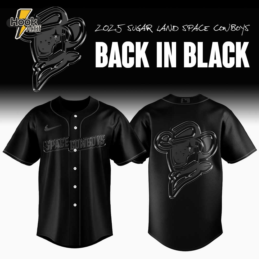 Sugar Land Space Cowboys Back in Black Premium Baseball Jersey Sugar Land Space Cowboys Back in Black Premium Baseball Jersey