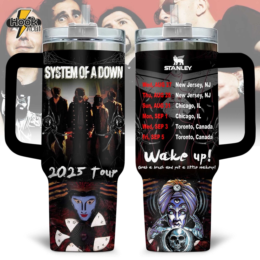 System of a Down "Wake Up! 2025 Tour" Special Tumbler 40oz with Handle System of a Down "Wake Up! 2025 Tour" Special Tumbler 40oz with Handle