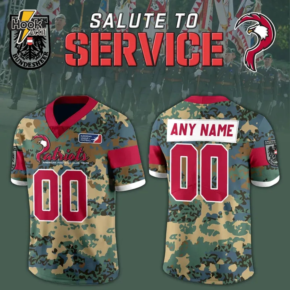 Telfs Patriots Salute to Service Personalized Football Jersey 2025 Telfs Patriots Salute to Service Personalized Football Jersey 2025