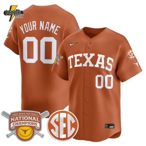 Texas Longhorns Softball National Champions 2025 Personalized Baseball Jersey