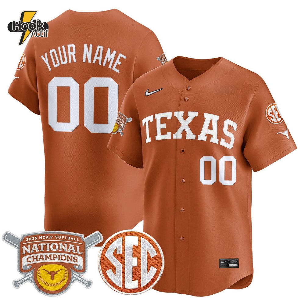 Texas Longhorns Softball National Champions 2025 Personalized Baseball Jersey Texas Longhorns Softball National Champions 2025 Personalized Baseball Jersey