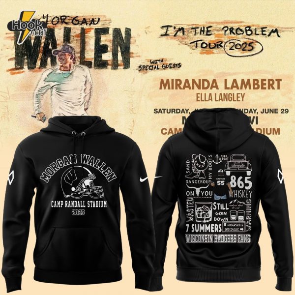 Wisconsin Badgers x Morgan Wallen "I'm the Problem Tour 2025" Special Black Hoodie