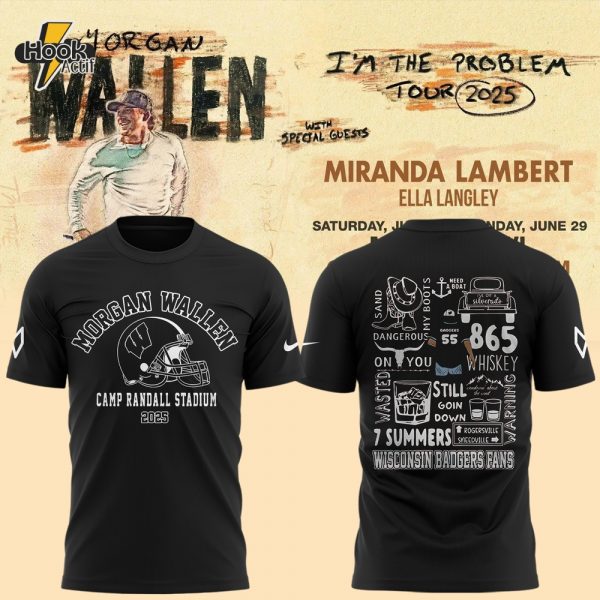 Wisconsin Badgers x Morgan Wallen "I'm the Problem Tour 2025" Special Black Tee