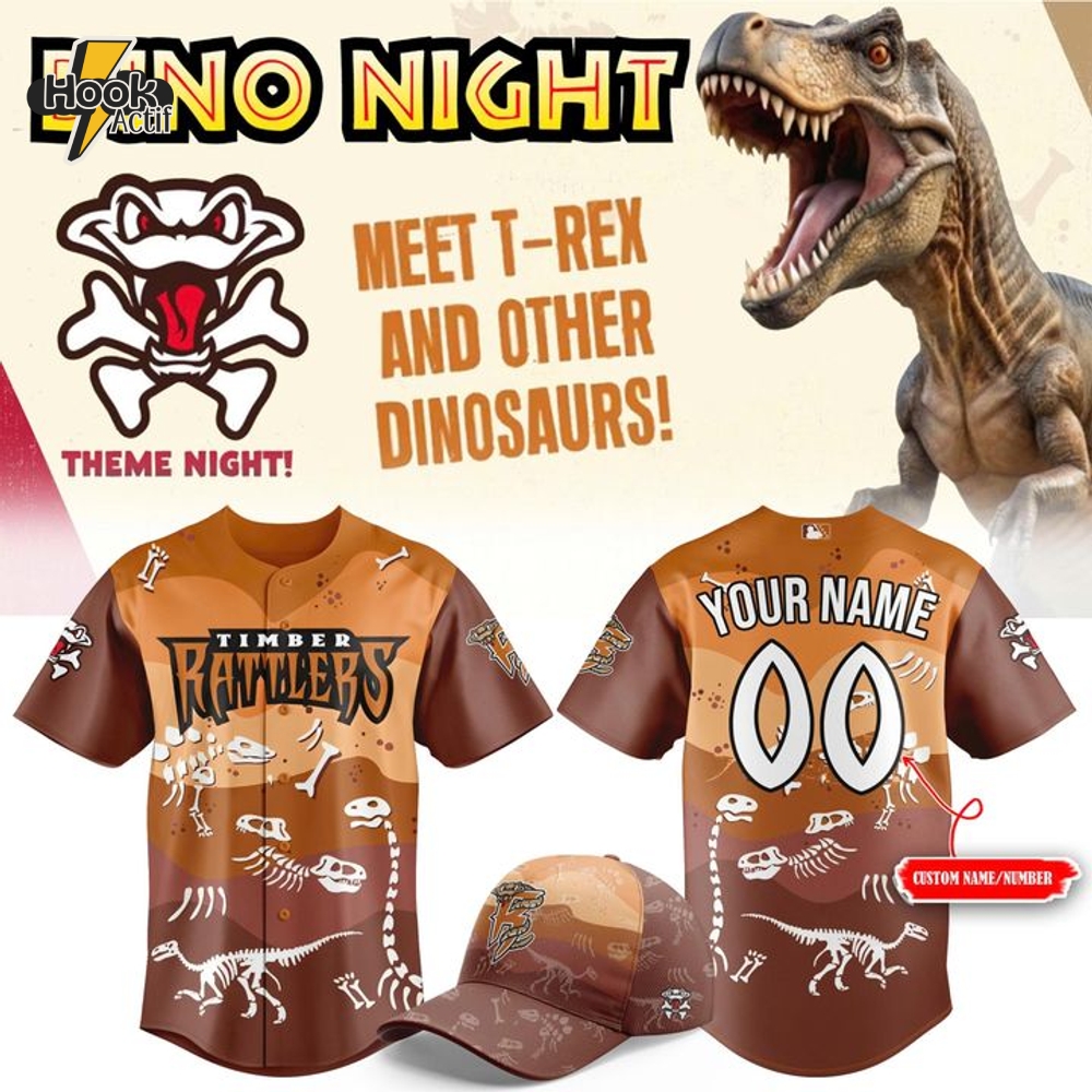 Wisconsin Timber Rattlers x Dino Night Personalized Baseball Jersey Wisconsin Timber Rattlers x Dino Night Personalized Baseball Jersey