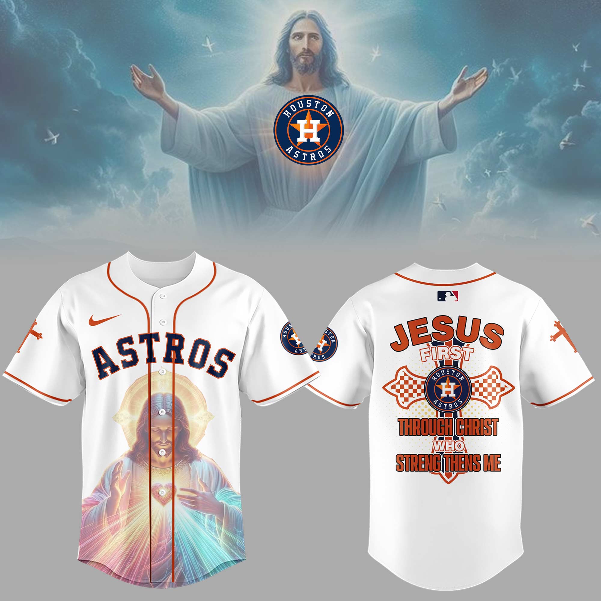 Houston Astros x Jesus First 2025 Premium Baseball Jersey Houston Astros x Jesus First 2025 Premium Baseball Jersey