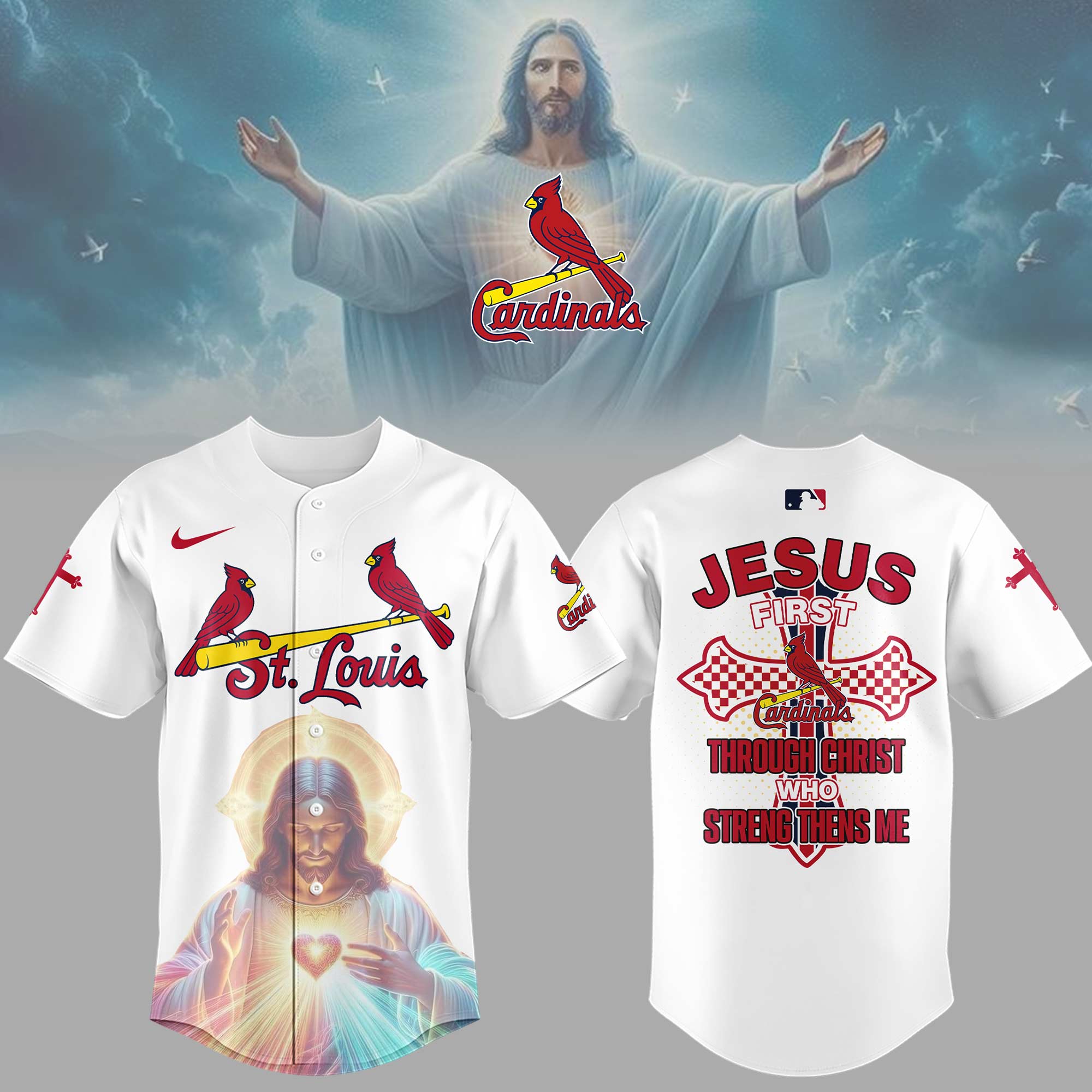 St. Louis Cardinals x Jesus First 2025 Premium Baseball Jersey St. Louis Cardinals x Jesus First 2025 Premium Baseball Jersey