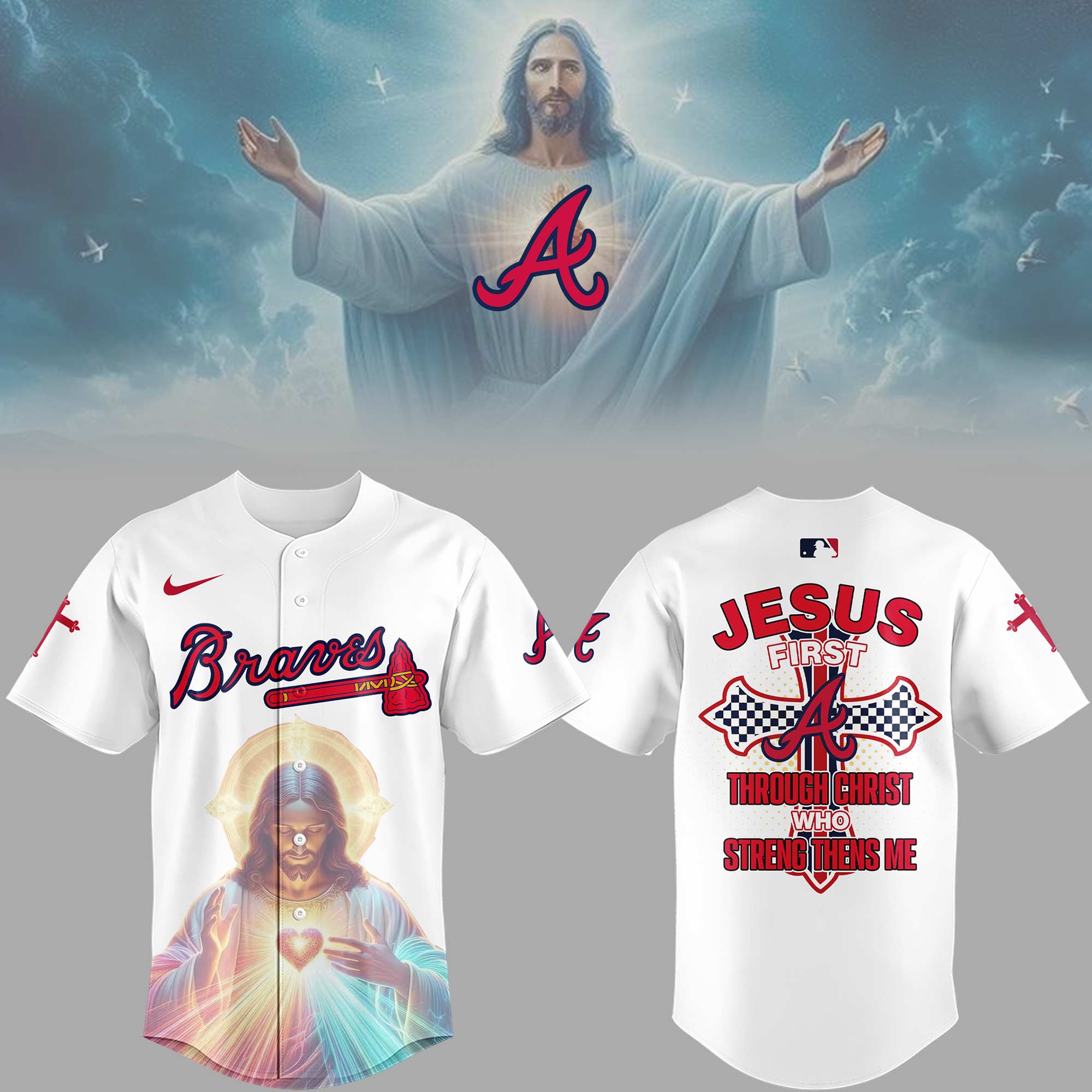 Atlanta Braves x Jesus First 2025 Premium Baseball Jersey Atlanta Braves x Jesus First 2025 Premium Baseball Jersey