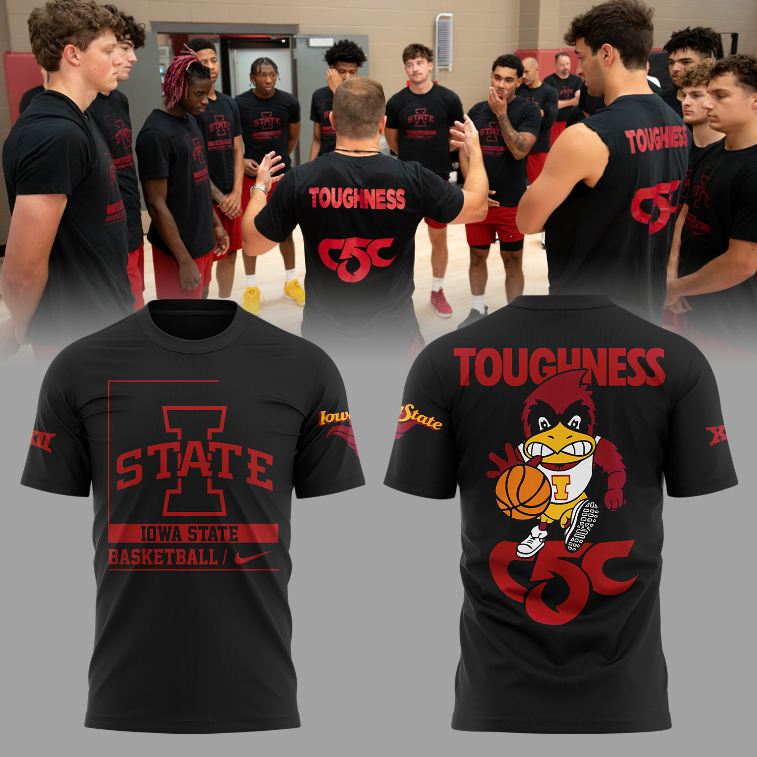 Iowa State Football "Toughness C5C" Black T-Shirt Iowa State Football "Toughness C5C" Black T-Shirt