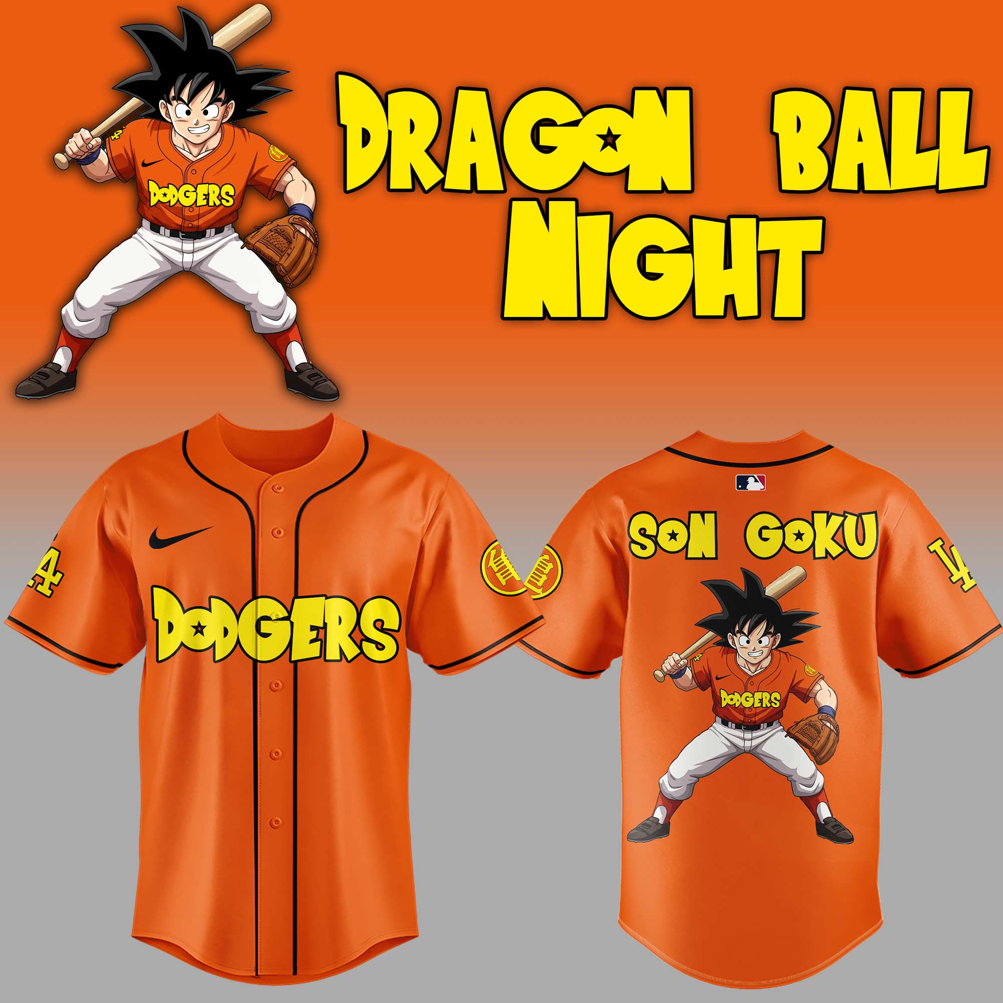 Los Angeles Dodgers x Dragon Ball Night 2025 Baseball Jersey Los Angeles Dodgers x Dragon Ball Night 2025 Baseball Jersey