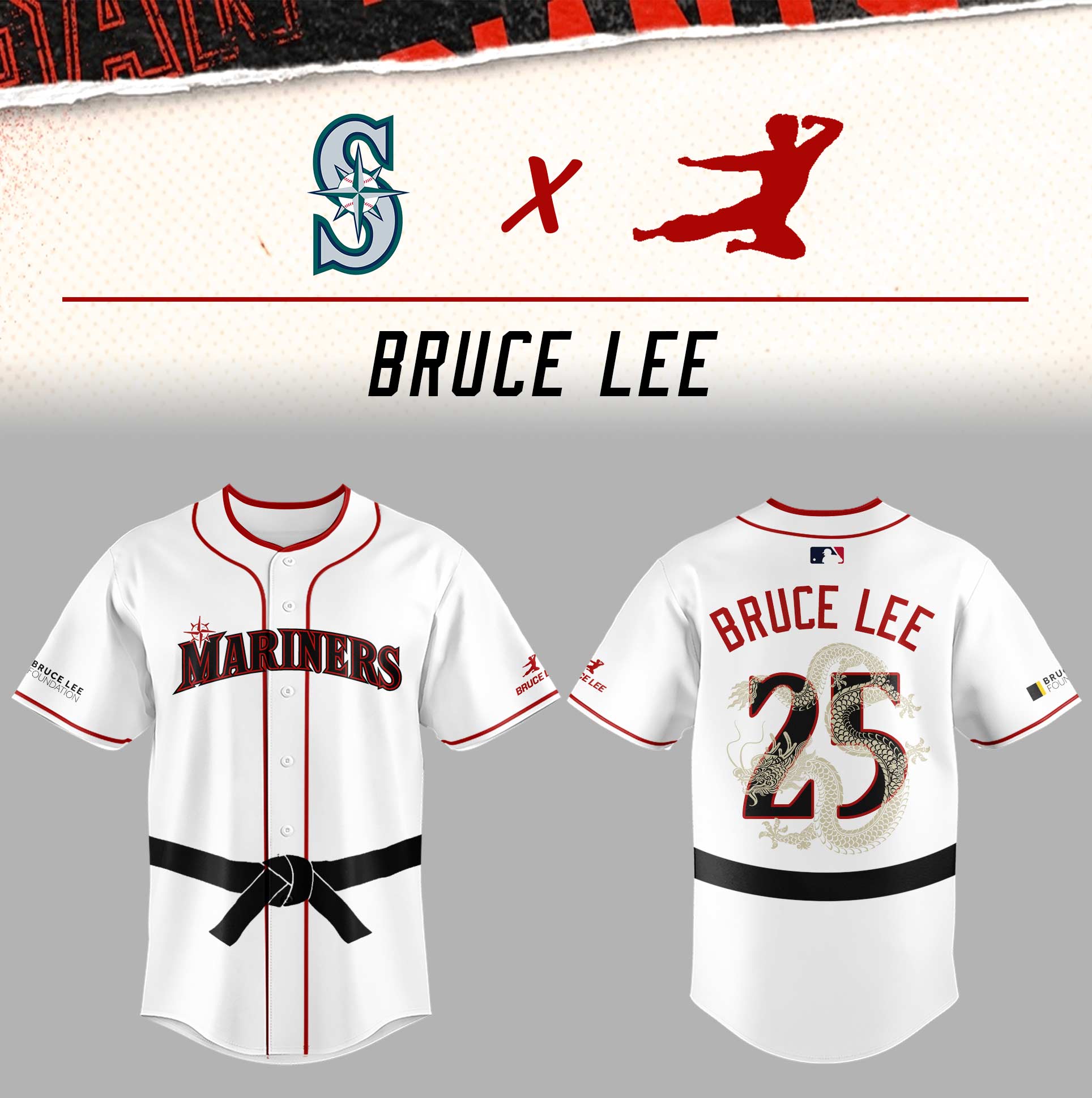 Seattle Mariners x Bruce Lee 2025 Limited Edition Baseball Jersey Seattle Mariners x Bruce Lee 2025 Limited Edition Baseball Jersey