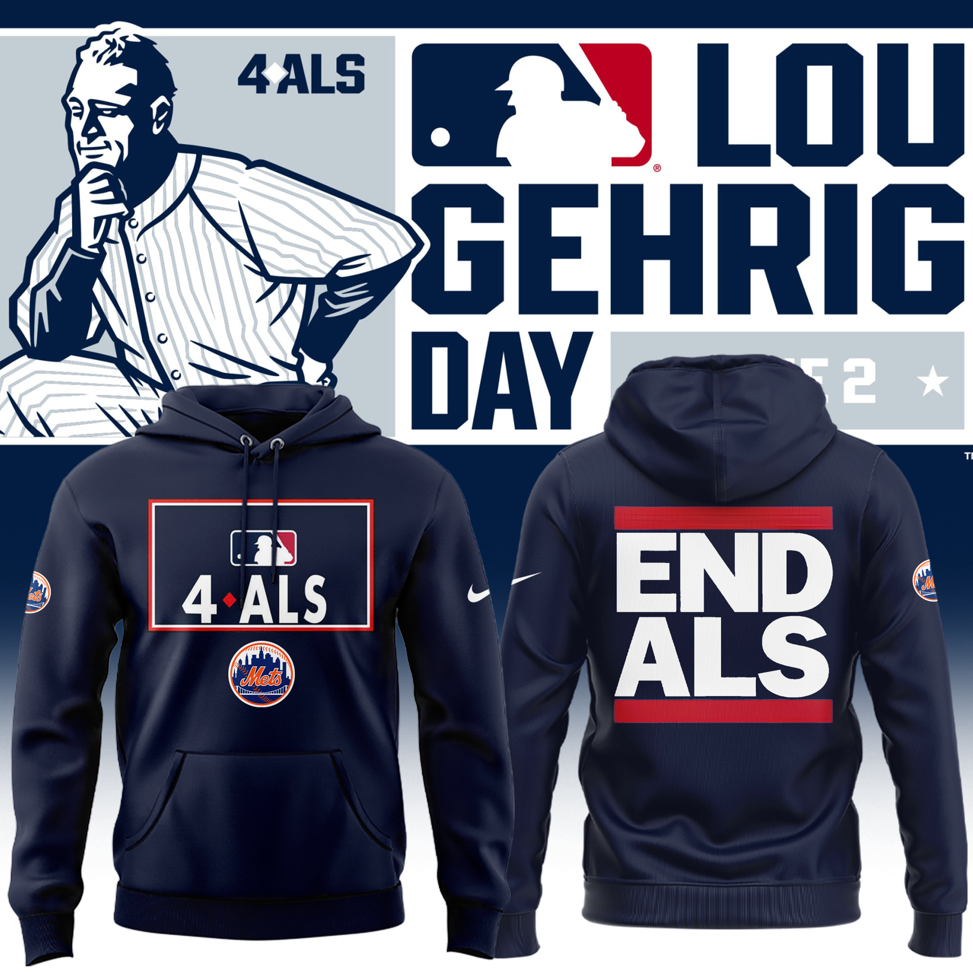 New York Mets Awareness to ALS Special Hoodie New York Mets Awareness to ALS Special Hoodie