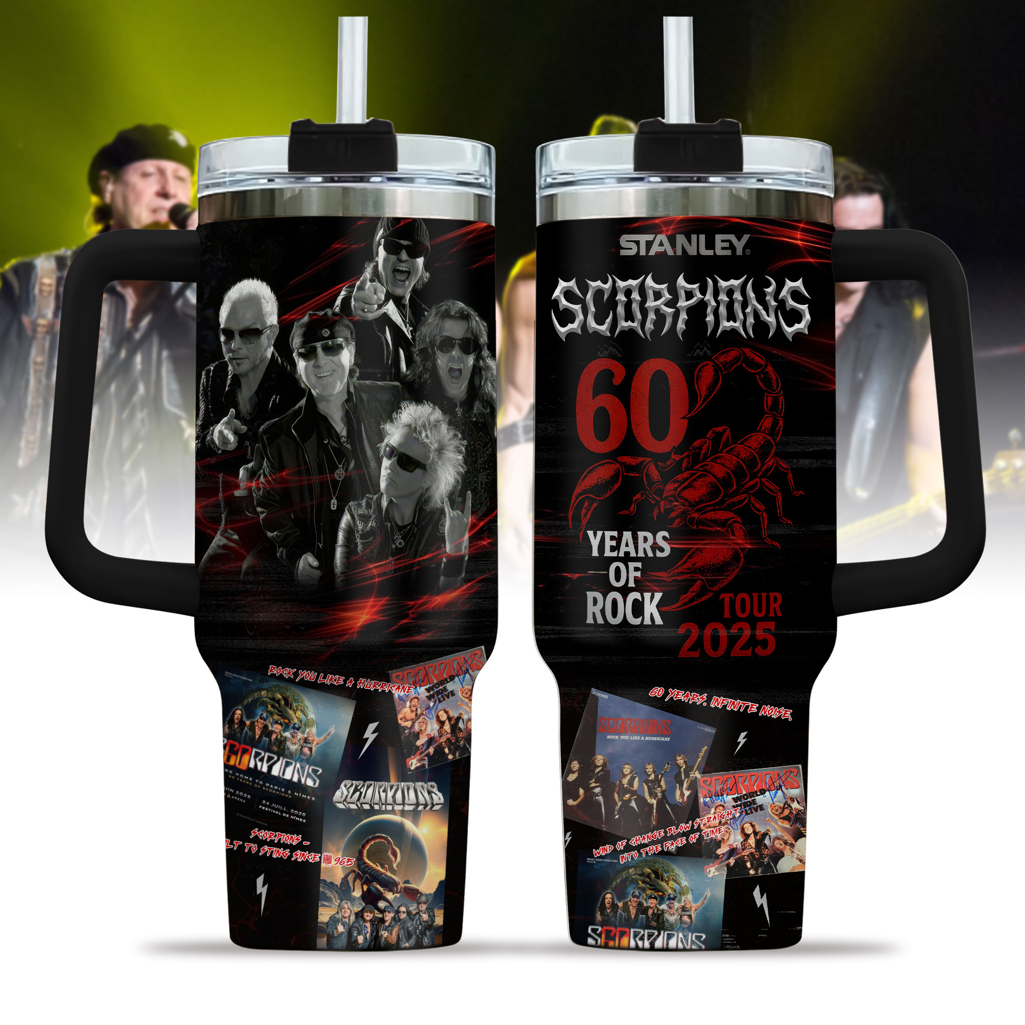 Scorpions 60 Years of Rock Tour 2025 Tumbler 40oz with Handle Scorpions 60 Years of Rock Tour 2025 Tumbler 40oz with Handle