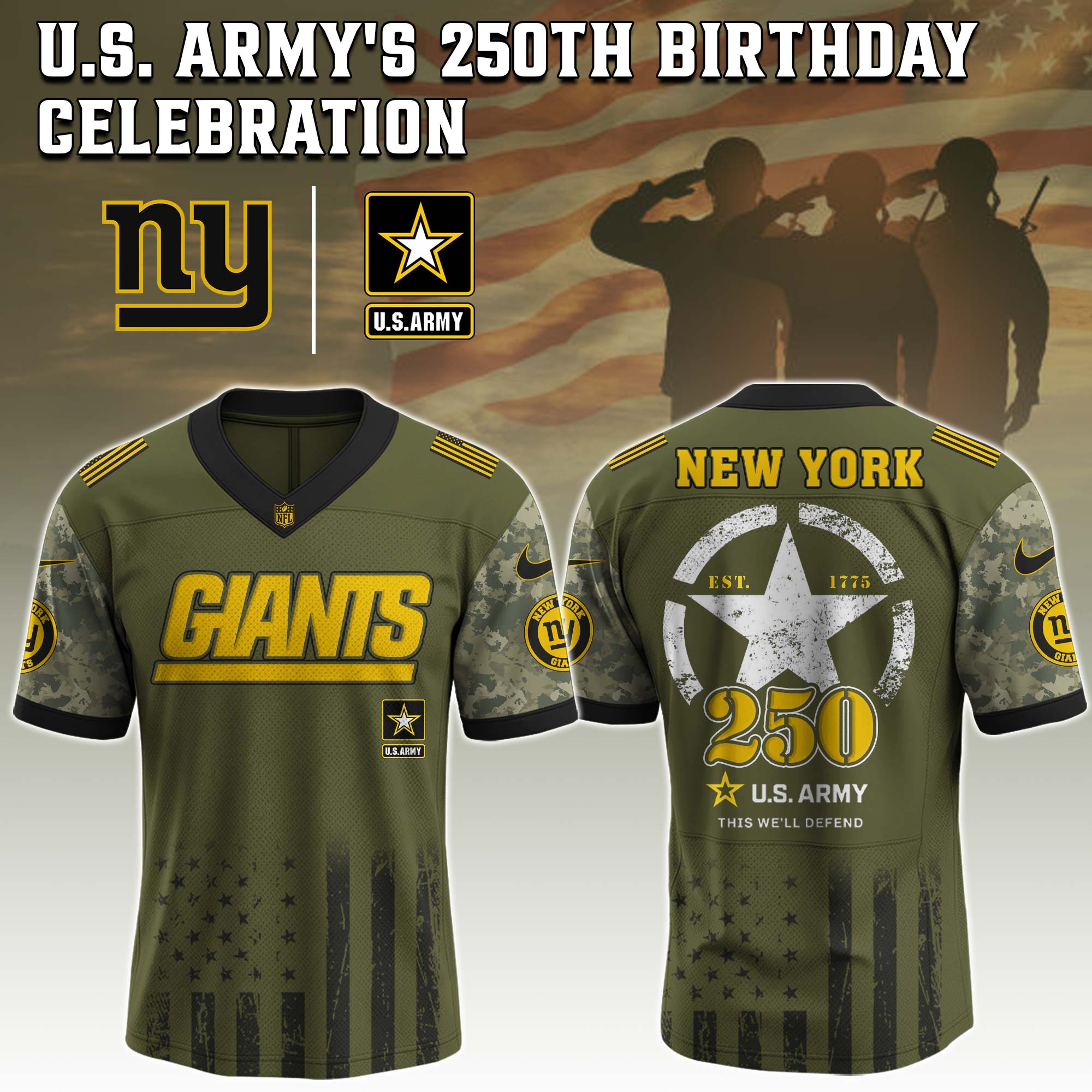 New York Giants NFL x U.S. Army 250th Birthday Celebration Jersey New York Giants NFL x U.S. Army 250th Birthday Celebration Jersey