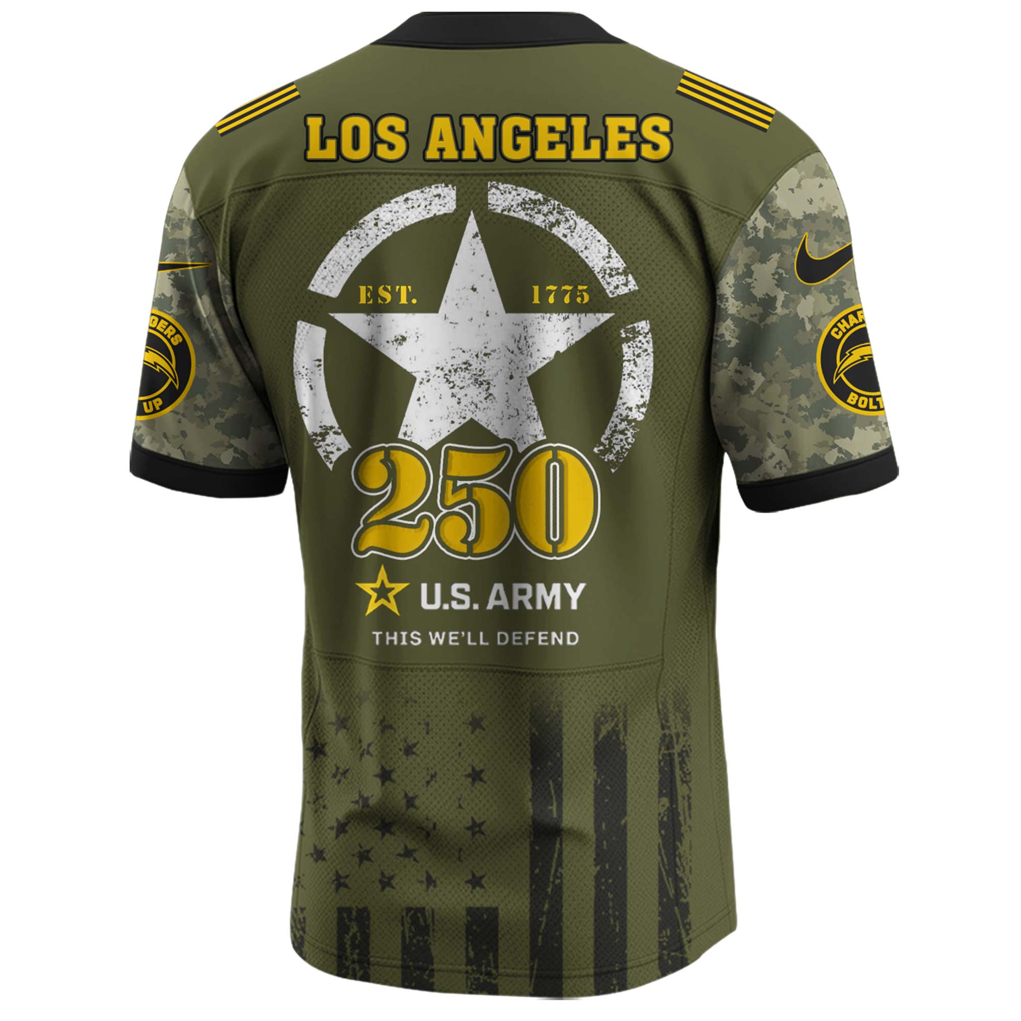 Los Angeles Chargers NFL x U.S. Army 250th Birthday Celebration Jersey Los Angeles Chargers NFL x U.S. Army 250th Birthday Celebration Jersey