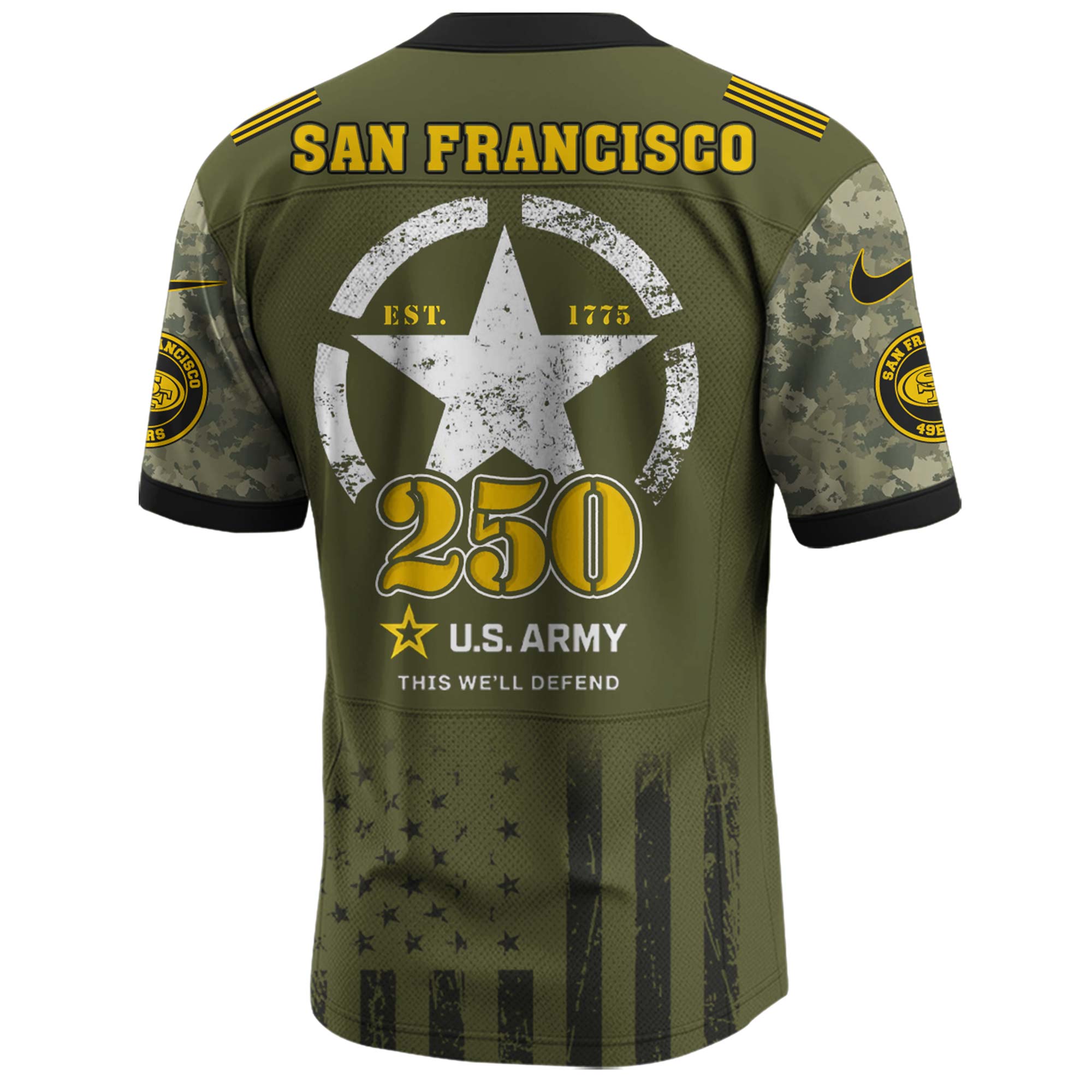 San Francisco 49ers NFL x U.S. Army 250th Birthday Celebration Jersey San Francisco 49ers NFL x U.S. Army 250th Birthday Celebration Jersey