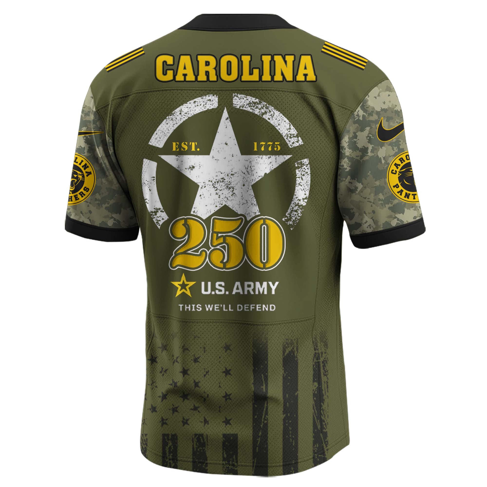 Carolina Panthers NFL x U.S. Army 250th Birthday Celebration Jersey Carolina Panthers NFL x U.S. Army 250th Birthday Celebration Jersey