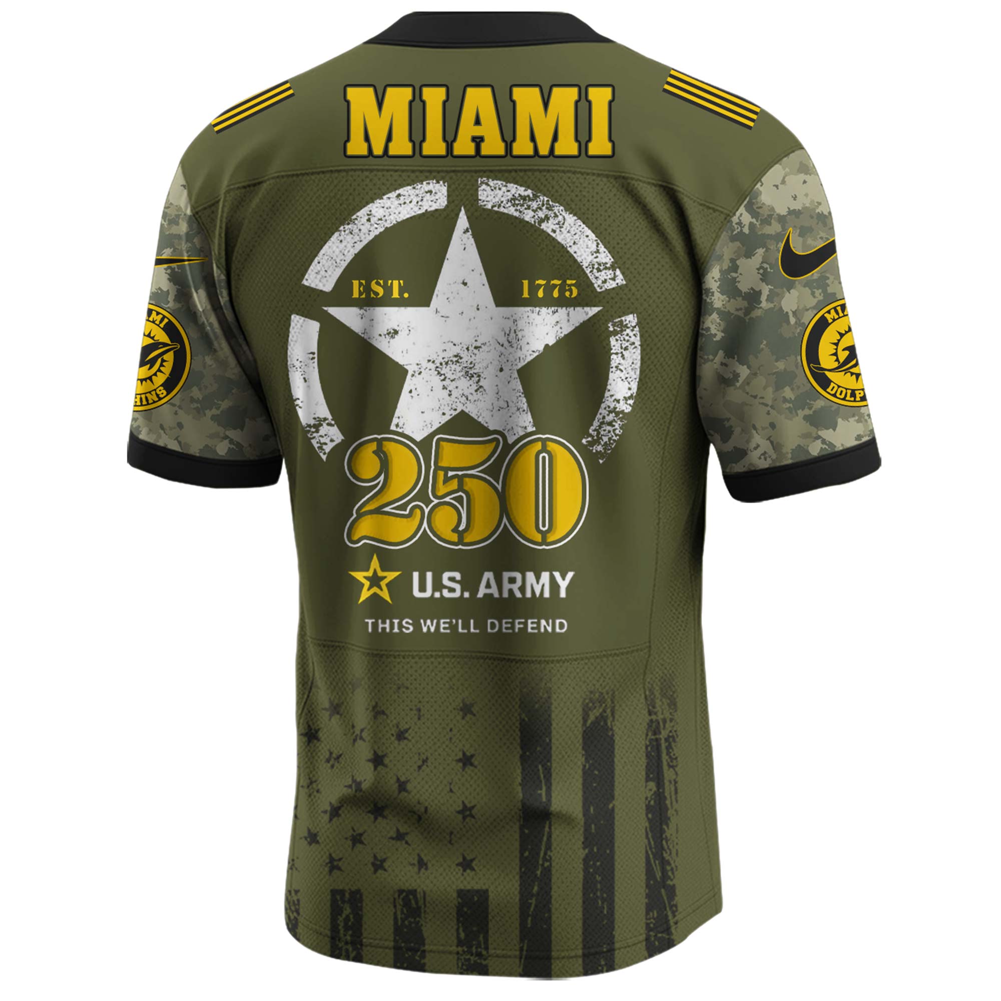 Miami Dolphins NFL x U.S. Army 250th Birthday Celebration Jersey Miami Dolphins NFL x U.S. Army 250th Birthday Celebration Jersey