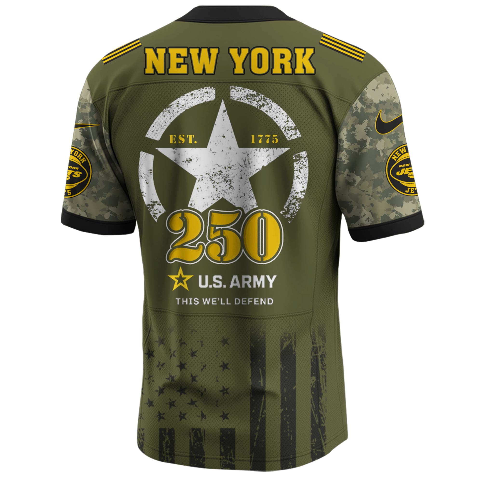 New York Jets NFL x U.S. Army 250th Birthday Celebration Jersey New York Jets NFL x U.S. Army 250th Birthday Celebration Jersey