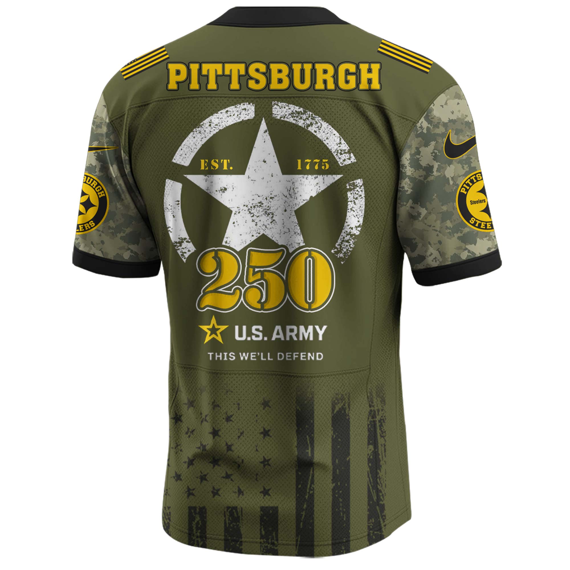 Pittsburgh Steelers NFL x U.S. Army 250th Birthday Celebration Jersey Pittsburgh Steelers NFL x U.S. Army 250th Birthday Celebration Jersey