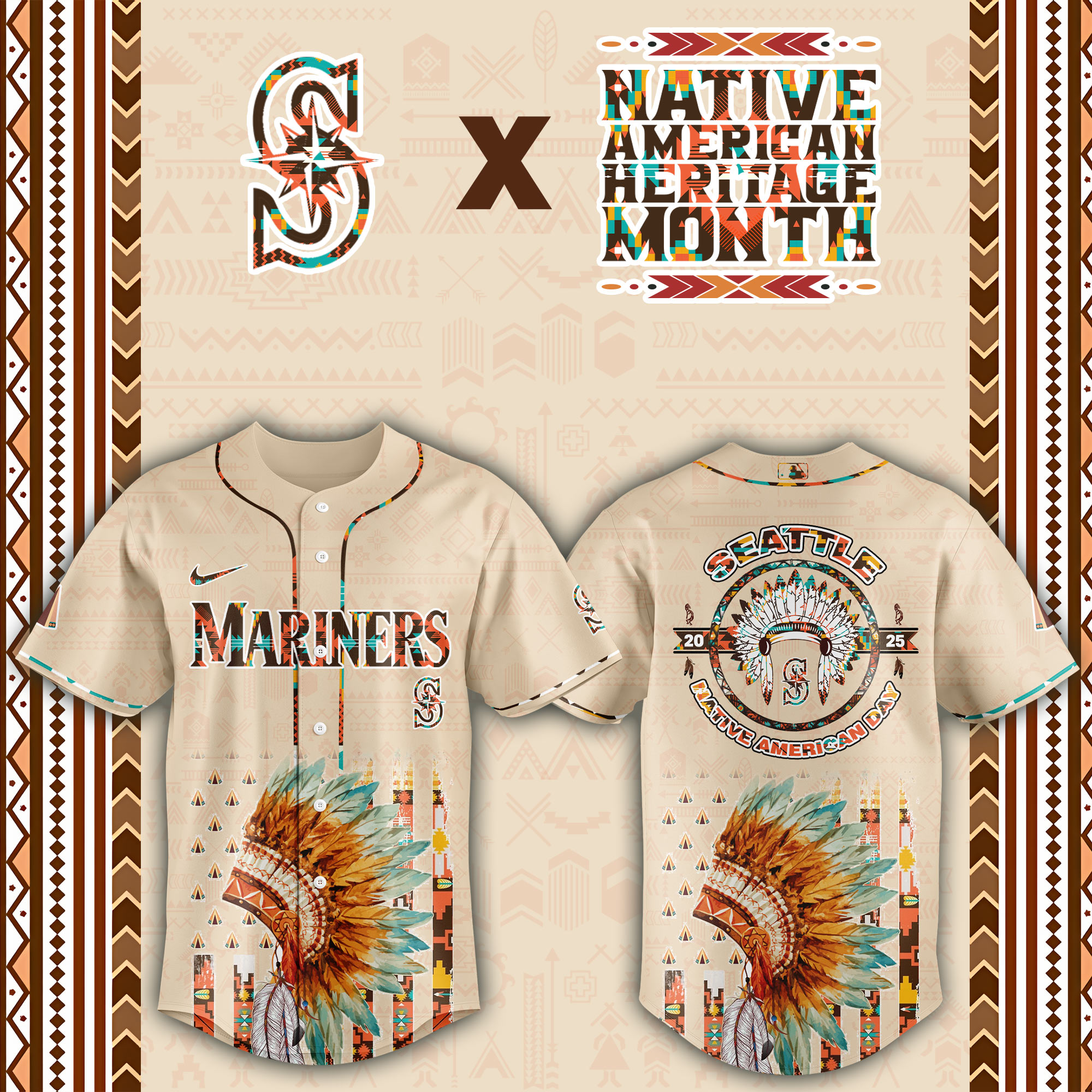 Seattle Mariners MLB Native American Day Jersey 2025 Seattle Mariners MLB Native American Day Jersey 2025